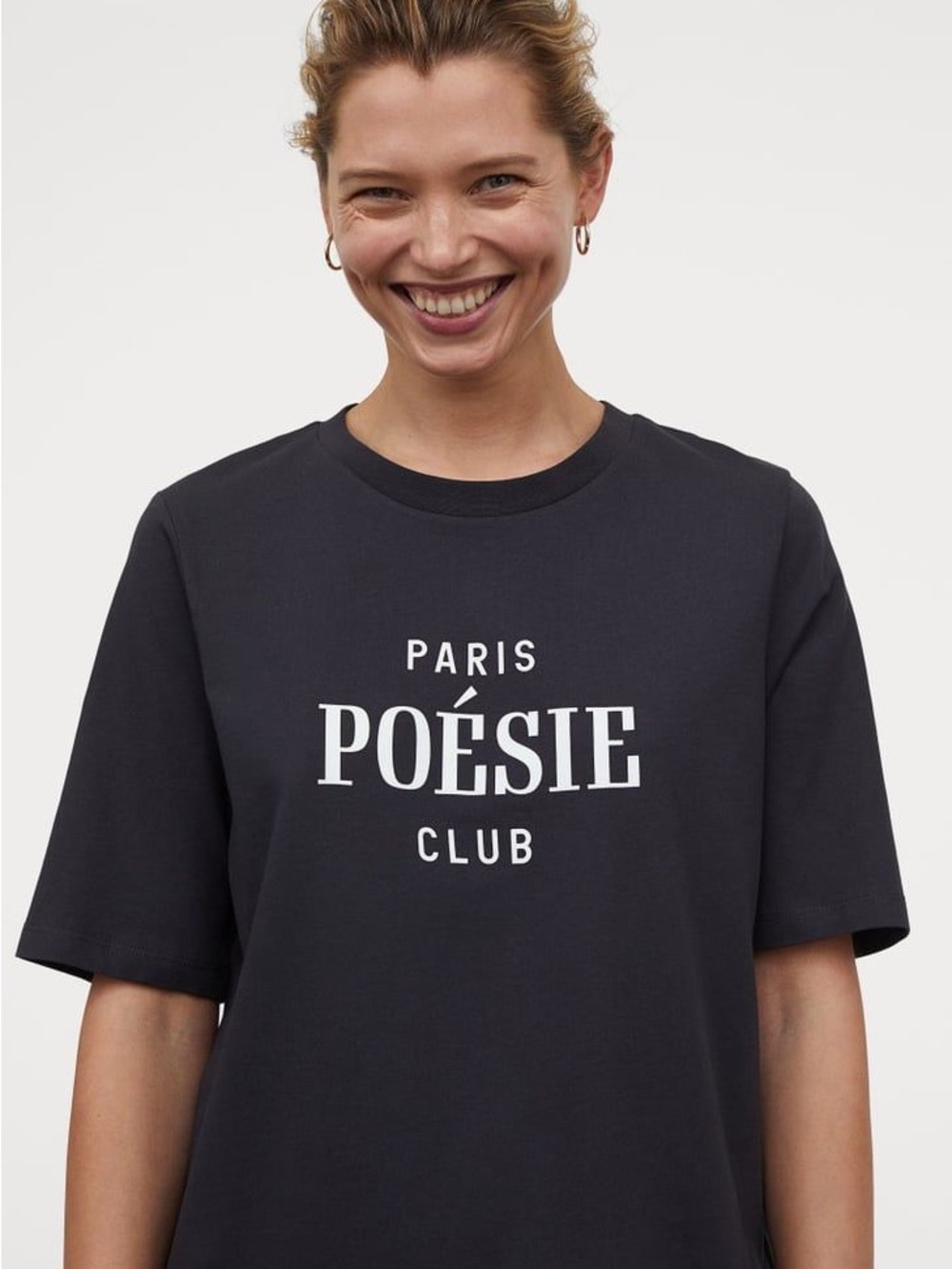 H&M Black POÉSIE Club Graphic Tee